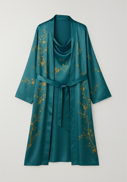 The Soft Life Set – Satin Robe & Nightgown Duo by KUSHIE