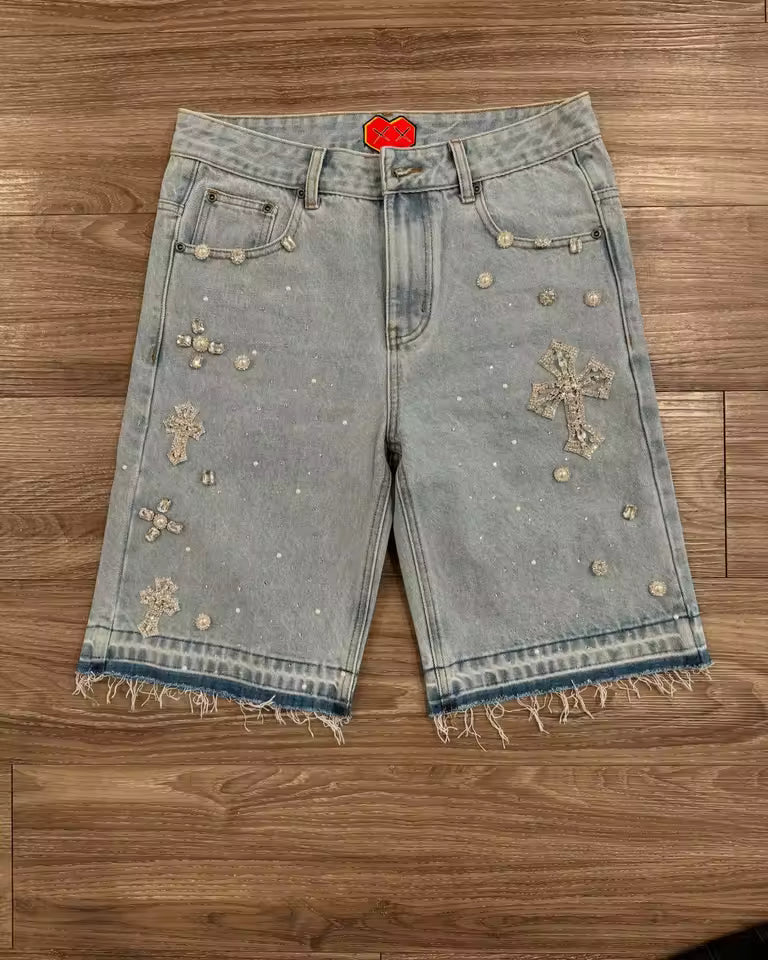 Genuine Cross Rhinestone Shorts