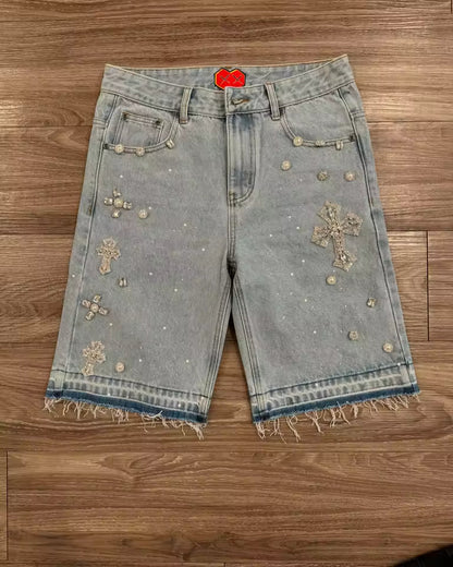 Genuine Cross Rhinestone Shorts