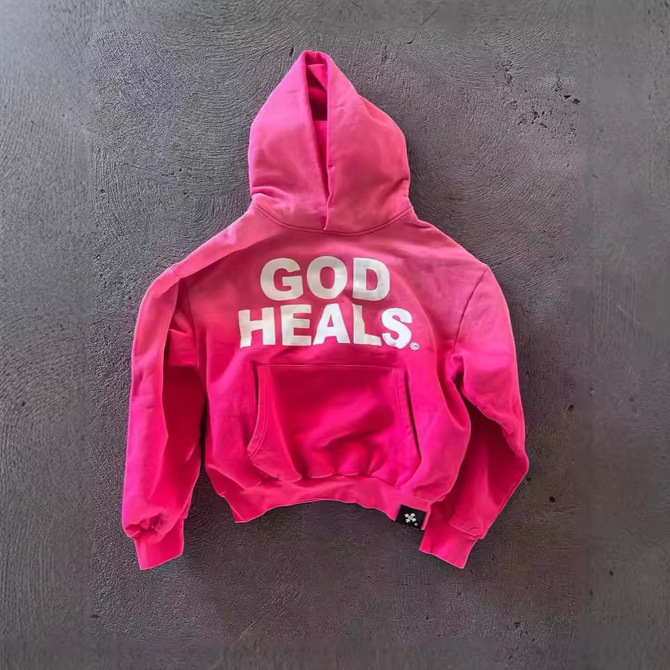 Vintage "God Heals" Washed Hoodie