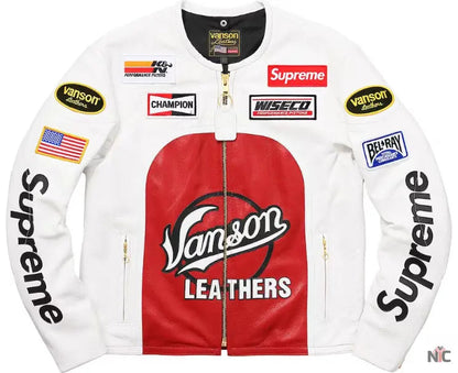 Supreme Vanson White Leather Star Jacket