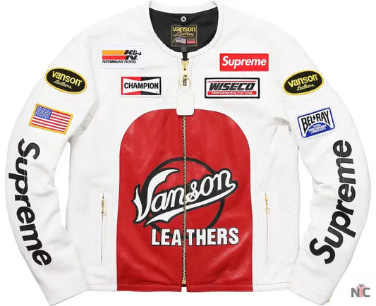 Supreme Vanson White Leather Star Jacket