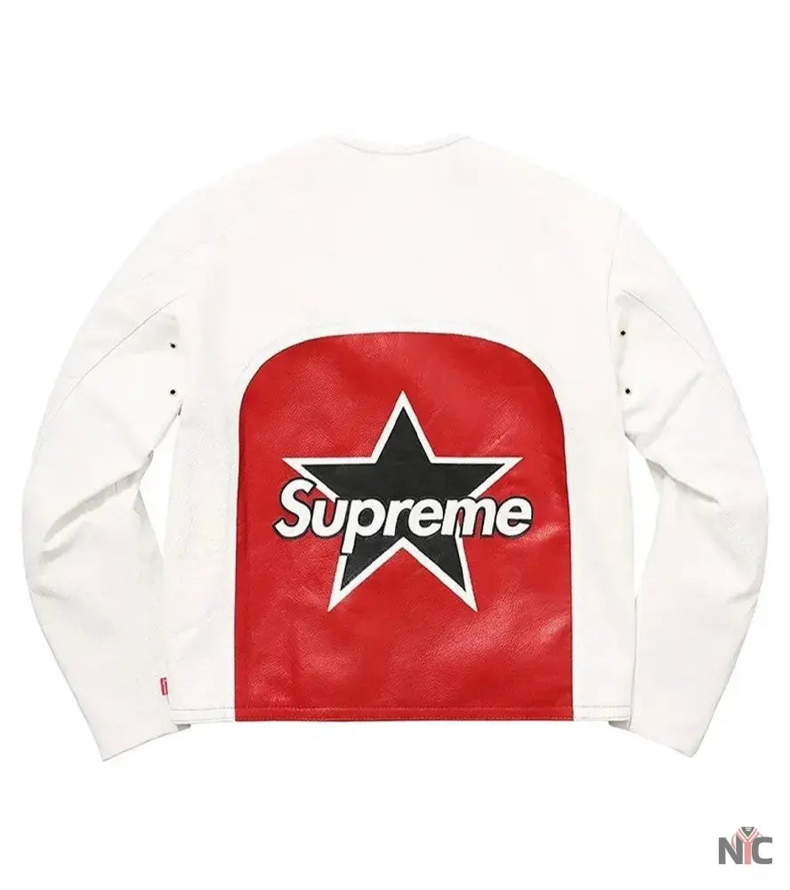 Supreme Vanson White Leather Star Jacket