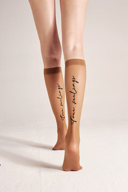 Fantasy Knee Highs Conte True Love - Elastic Band and Printed Design