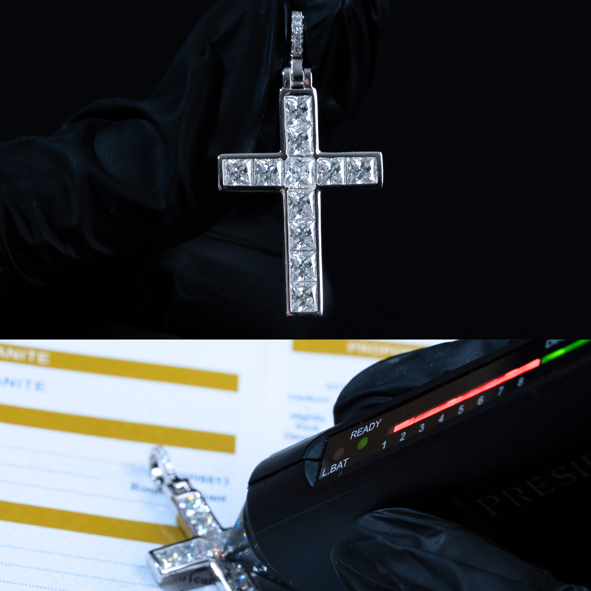 Moissanite 4.6 TCW Princess Cut Tennis Cross Pendant