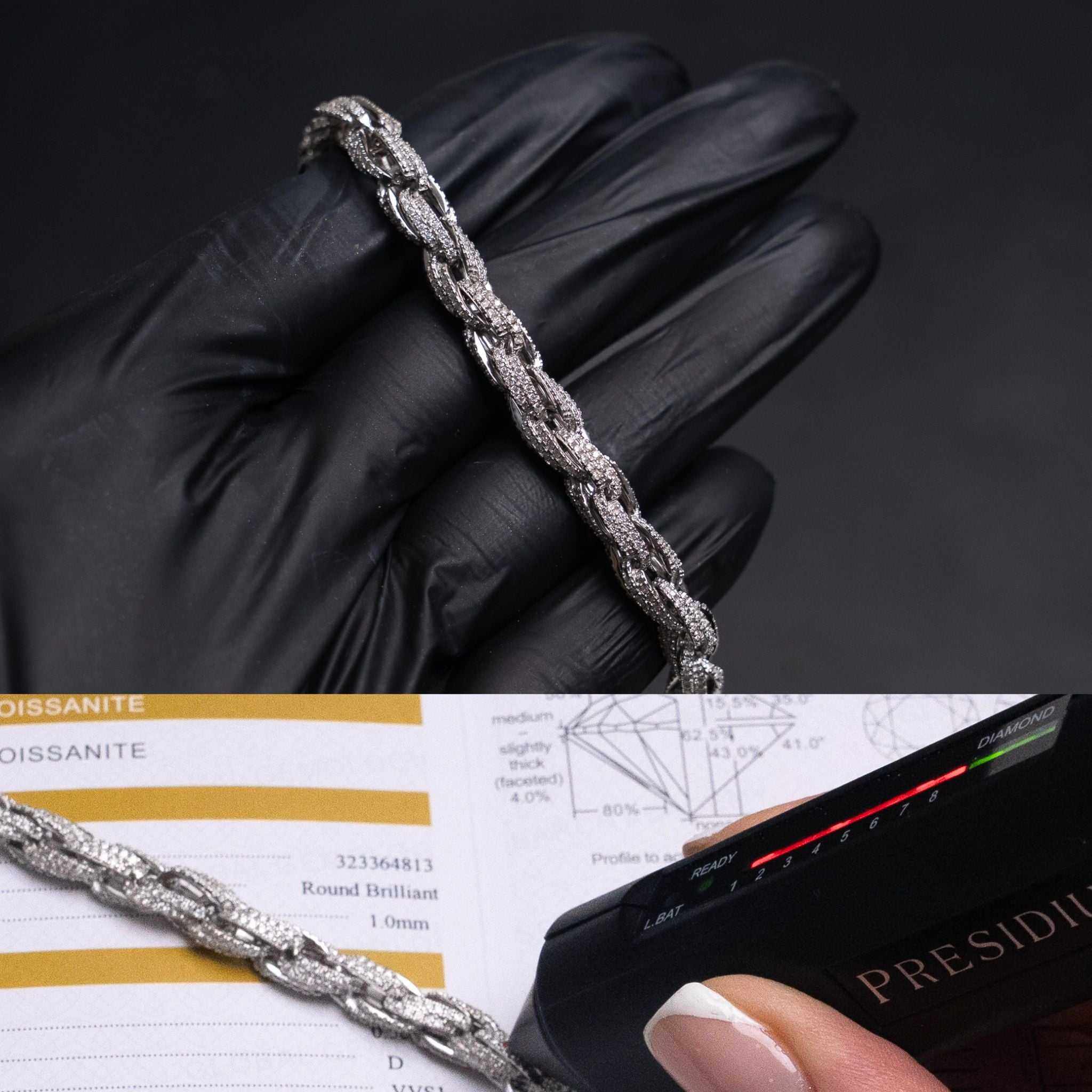 Moissanite 6mm Rope Bracelet 925 Sterling Silver