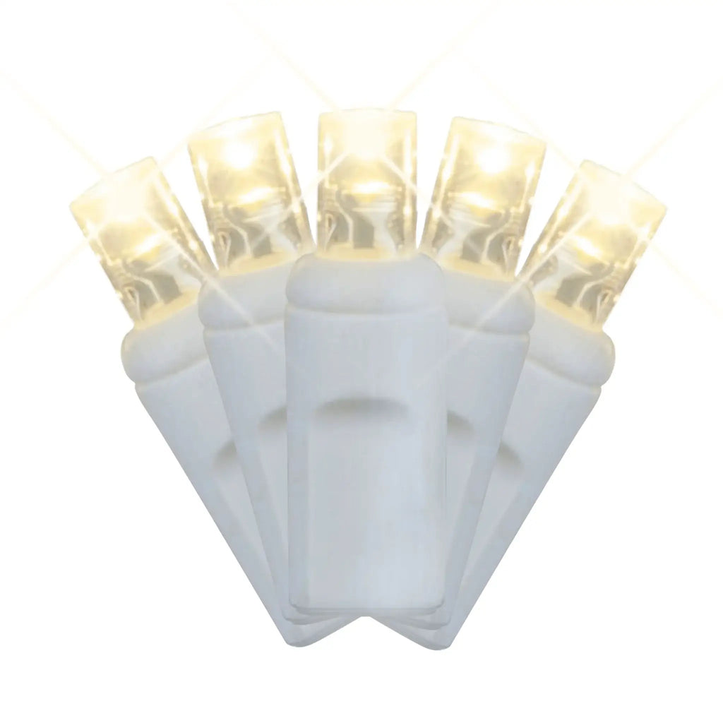 LED Mini Lights 5MM White Wire Warm White Twinkle 4:1 -6" Spacing