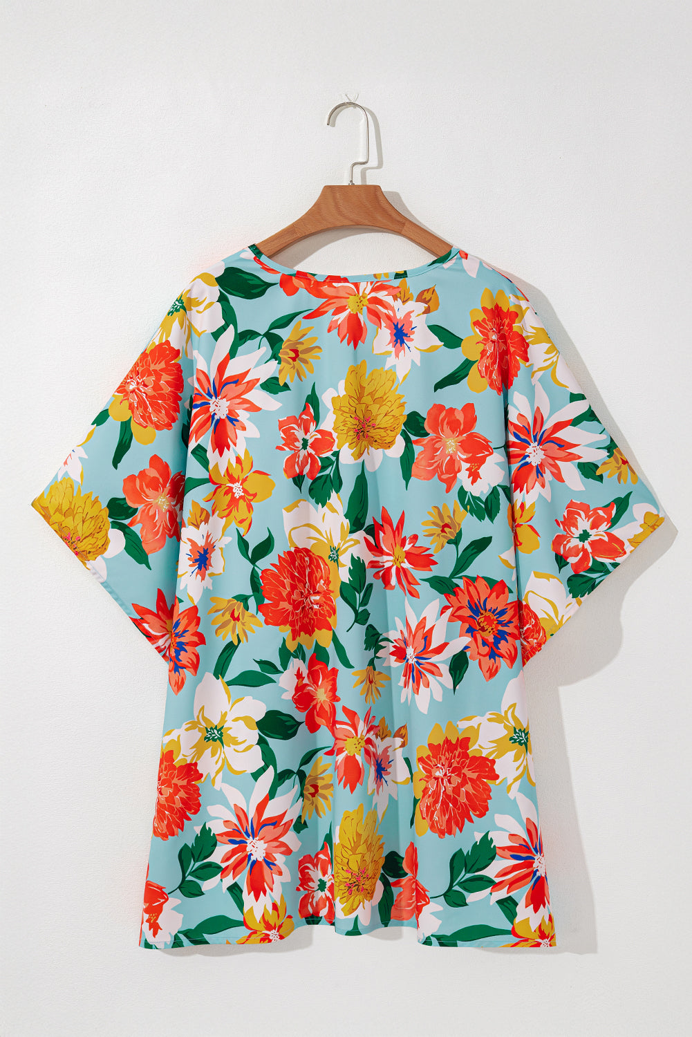 Jane Plus Size Floral V Neck Batwing Blouse