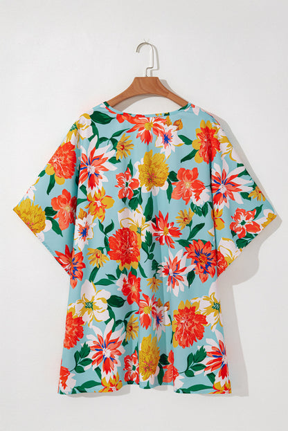 Jane Plus Size Floral V Neck Batwing Blouse
