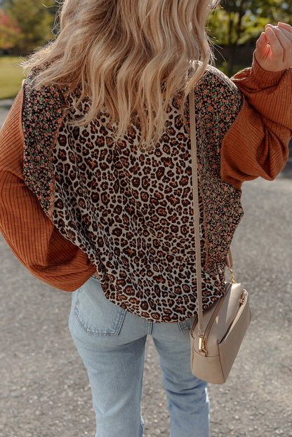 Natalie Leopard & Floral Patchwork Loose Top