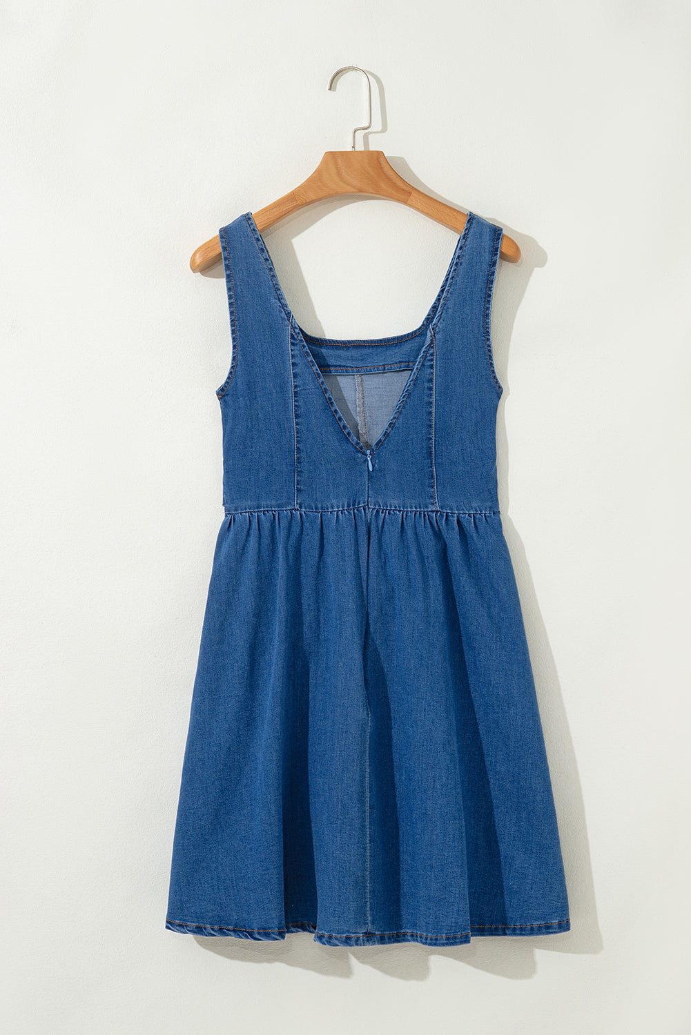 Emily Square Neck Bowknot A-line Denim Dress