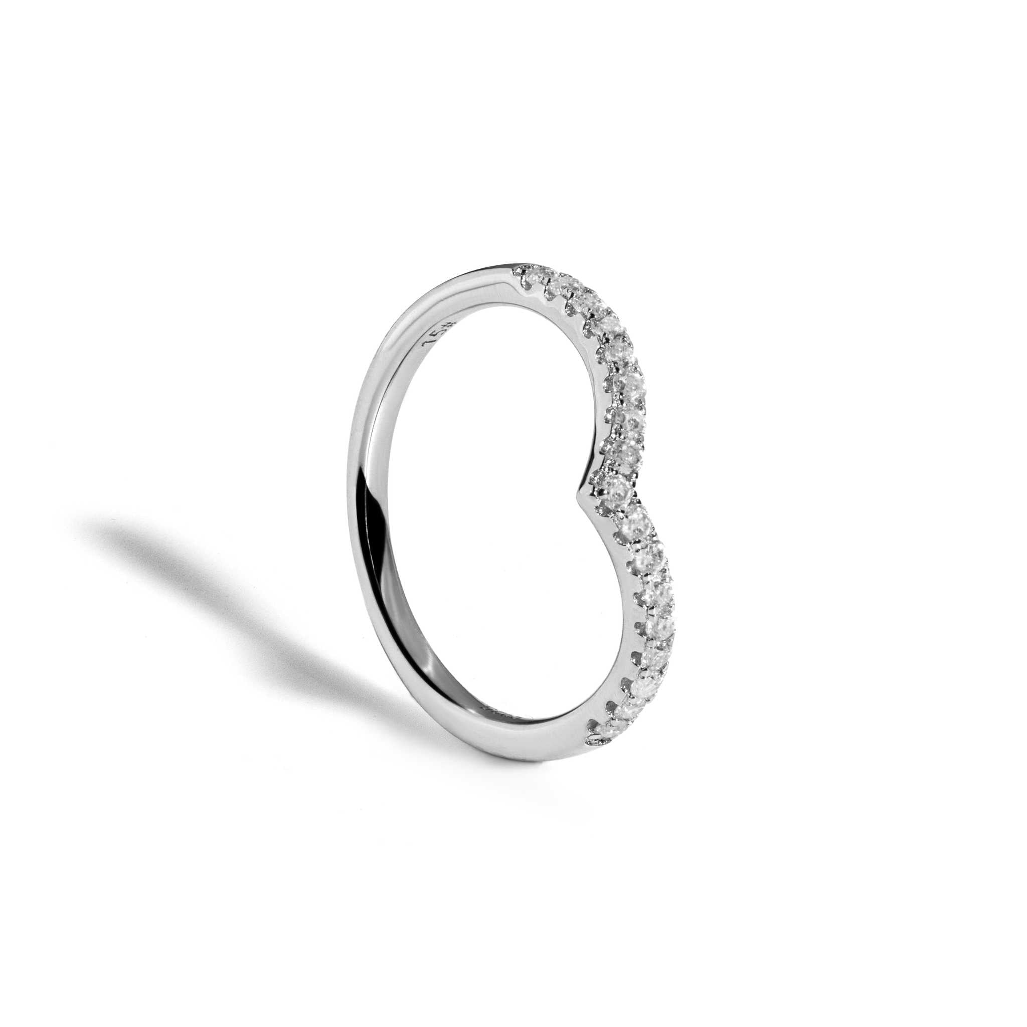 Aurora Moissanite Curved Band in 925 Sterling Silver