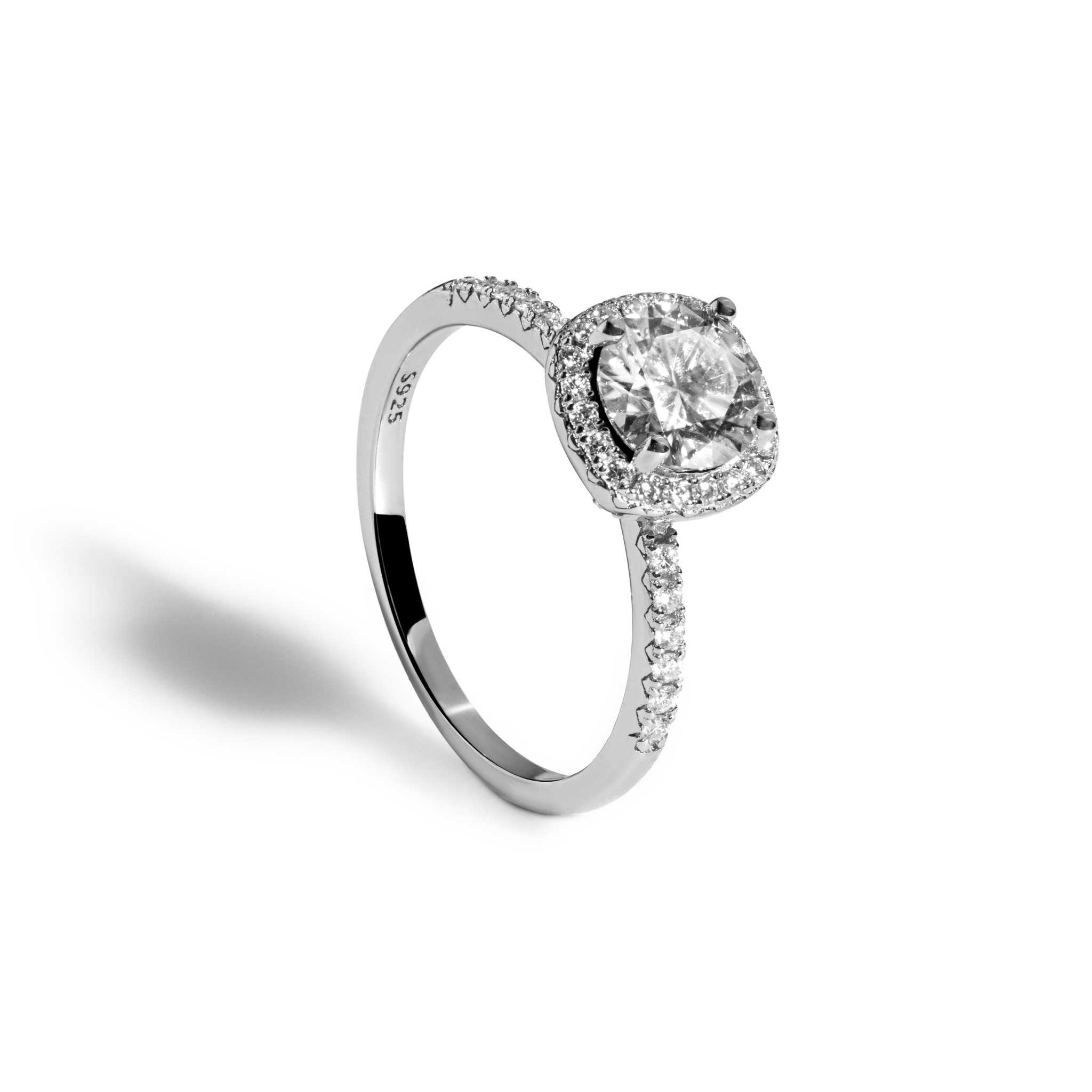 Aurora Moissanite Halo Ring in 925 Sterling Silver
