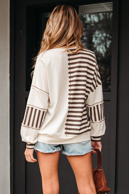 Ariana Stripe Stitched Oversized Sweatshirt
