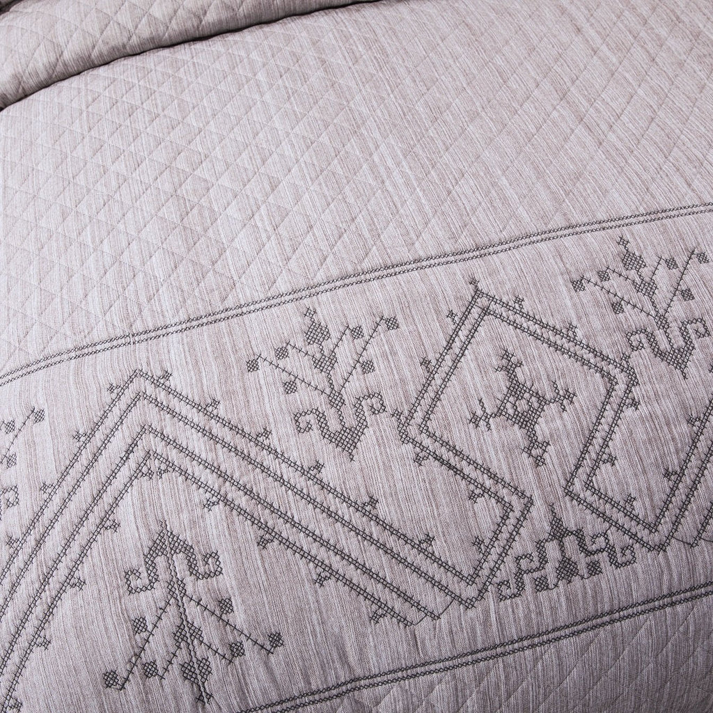 DaDa Bedding Whimsical Lavender Grey Cottage Soft Quilted Coverlet Bedspread Set (JHW866)