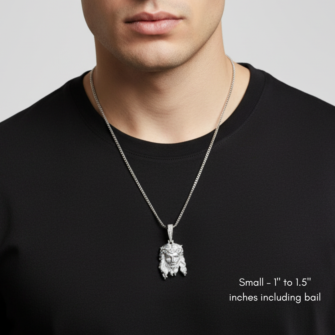 Jesus Piece Head Pendant Moissanite Matte Finish Solid 925 Sterling Silver