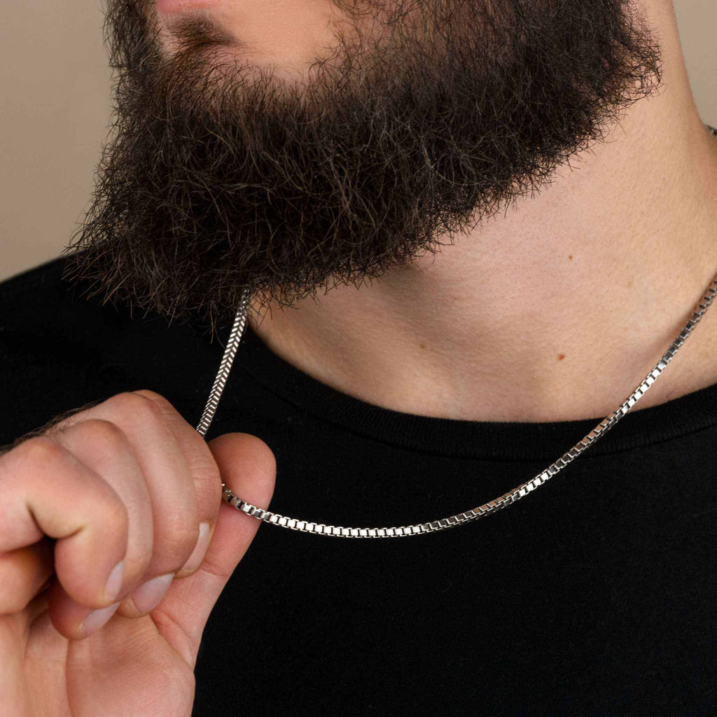 Box Chain 925 Sterling Silver – High Polish Rhodium Plated Necklace 1 - 3 mm