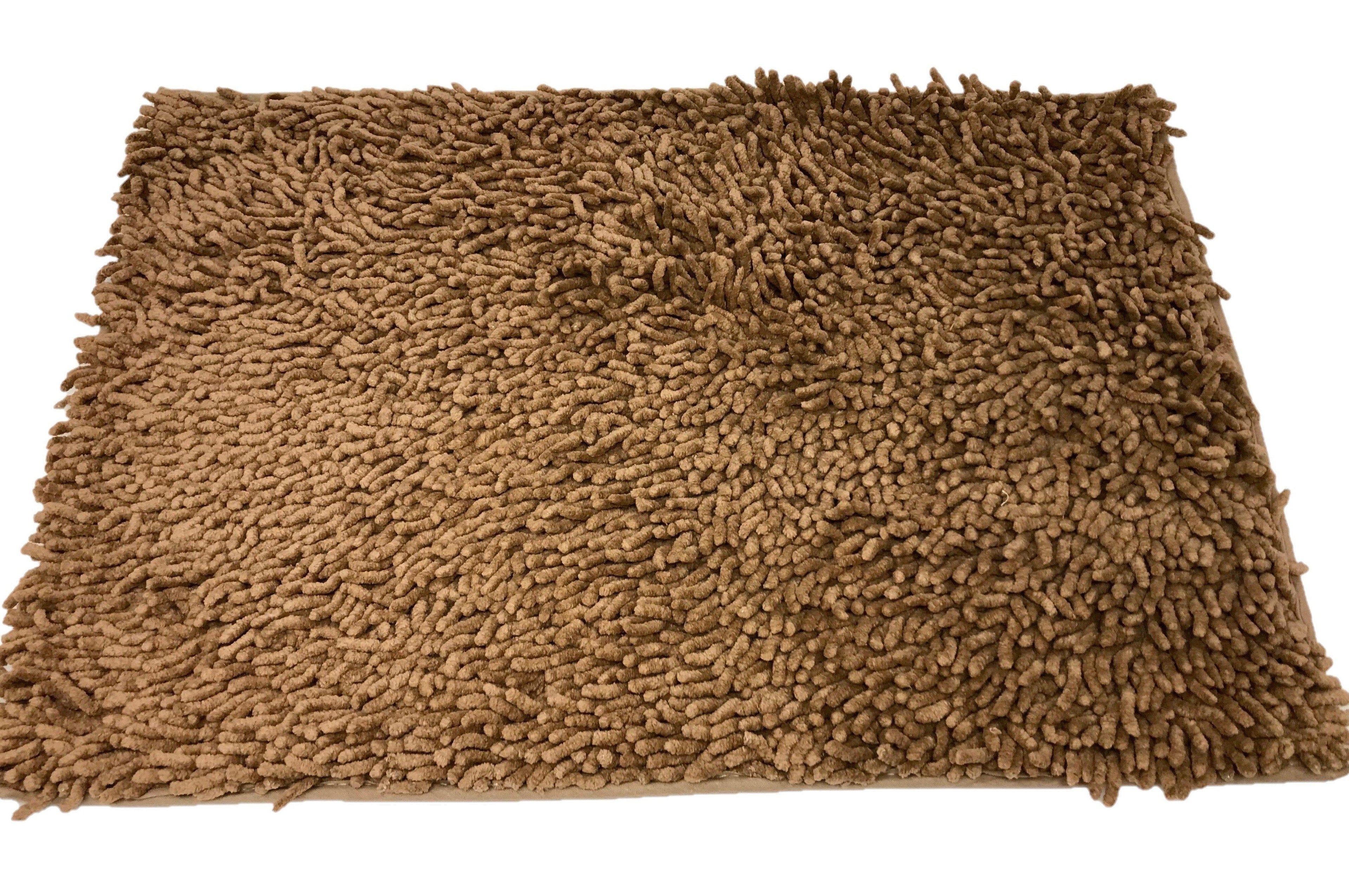 DaDa Bedding Coffee Brown Shaggy Soft Chenille Noodle Carpet Rug Bath Mat