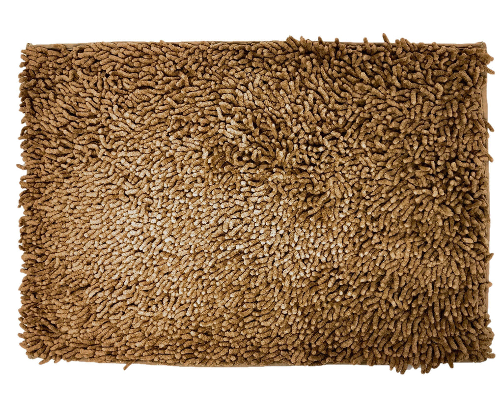 DaDa Bedding Coffee Brown Shaggy Soft Chenille Noodle Carpet Rug Bath Mat