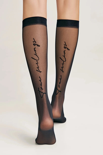 Fantasy Knee Highs Conte True Love - Elastic Band and Printed Design