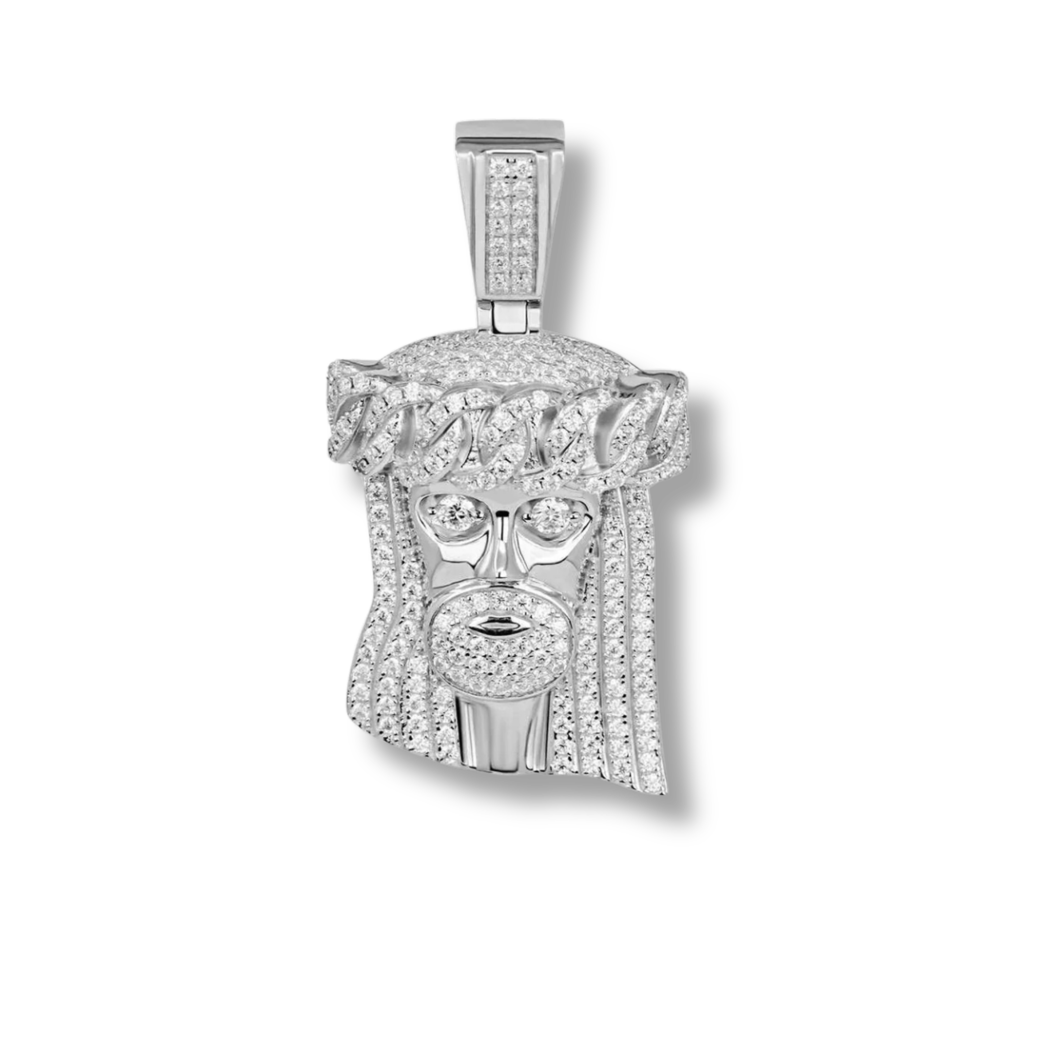 Moissanite Jesus Head Piece Pendant 925 Sterling Silver