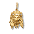 Moissanite Jesus Piece Head Pendant 14K Gold Plated Solid 925 Sterling Silver