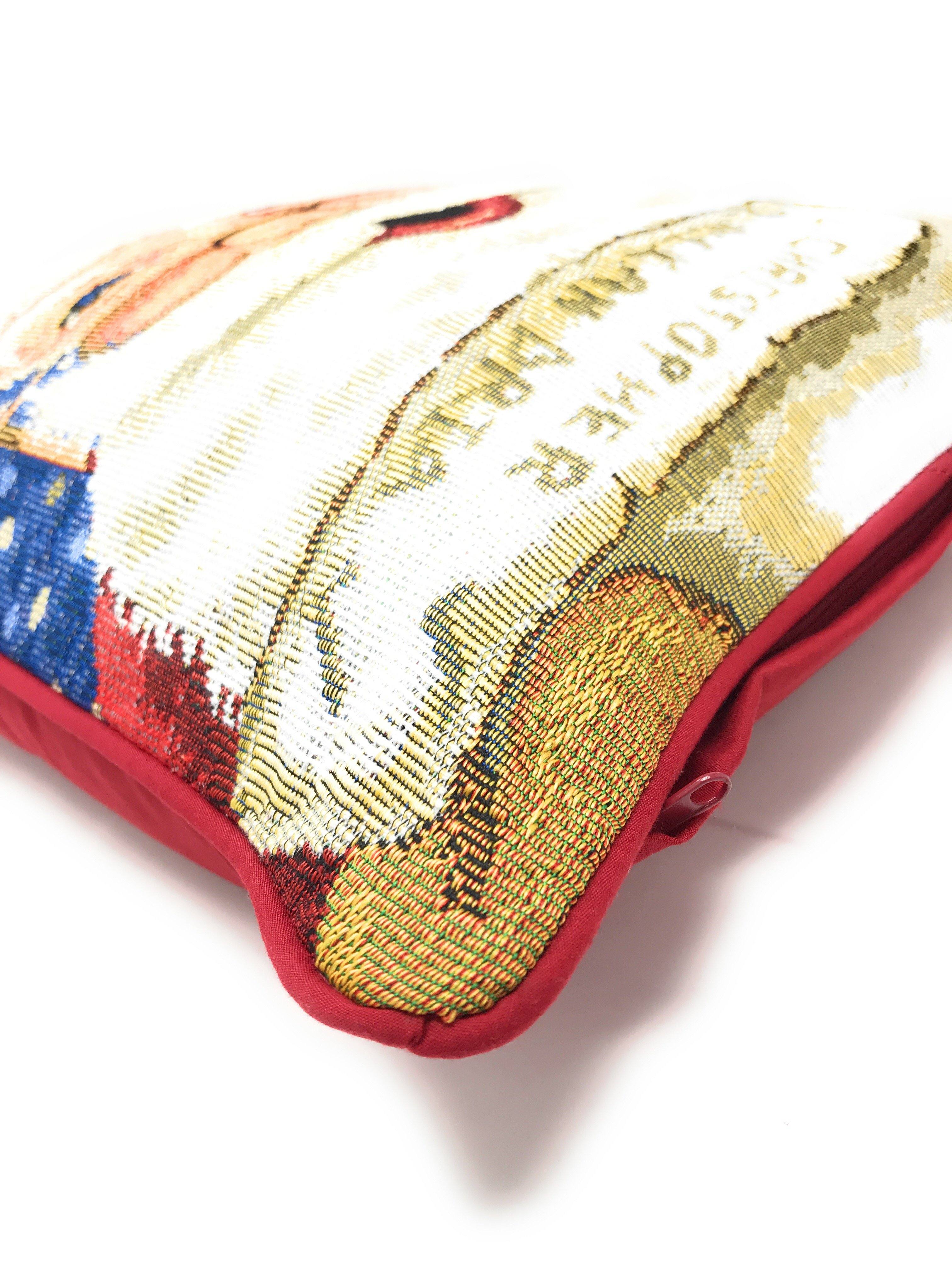 DaDa Bedding Naughty or Nice Santa Claus Christmas Woven Tapestry Throw Pillow Cover - 16" x 16"