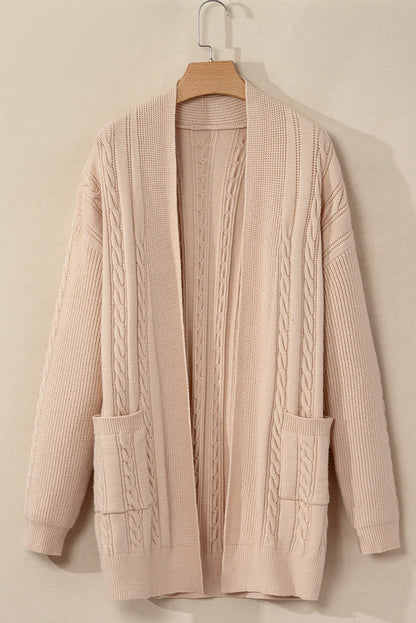 Jade Oversize Chunky Cable Knit Midi-length Cardigan