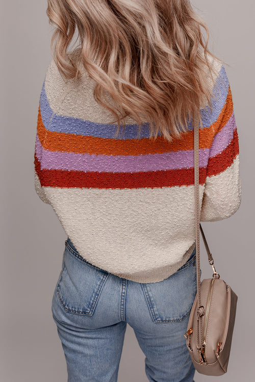 Ayla Striped Color Block Loose Sleeve Chic Sweater