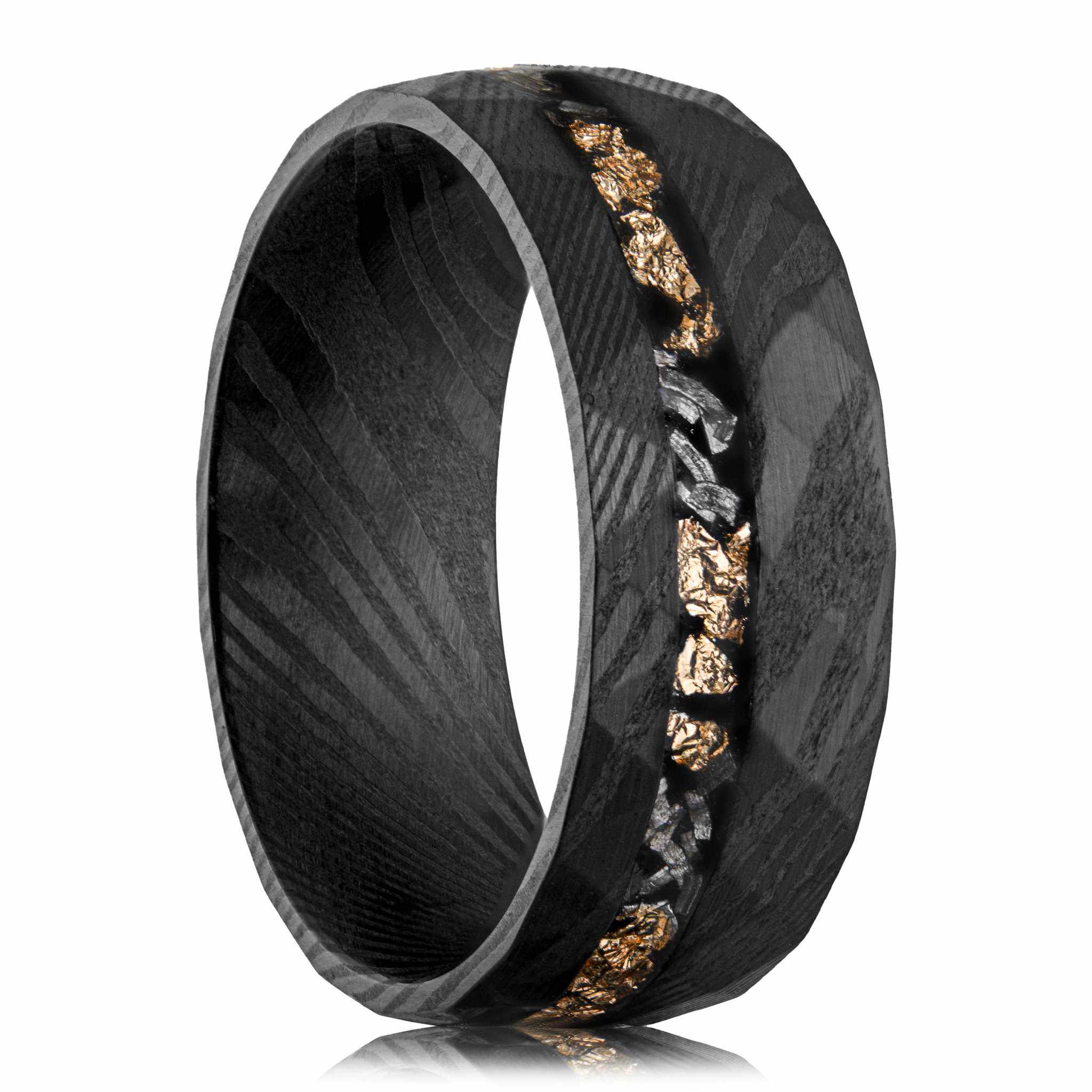 Damascus Meteorite & Crushed Gold Ring