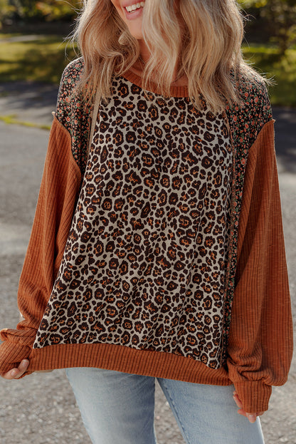 Natalie Leopard & Floral Patchwork Loose Top