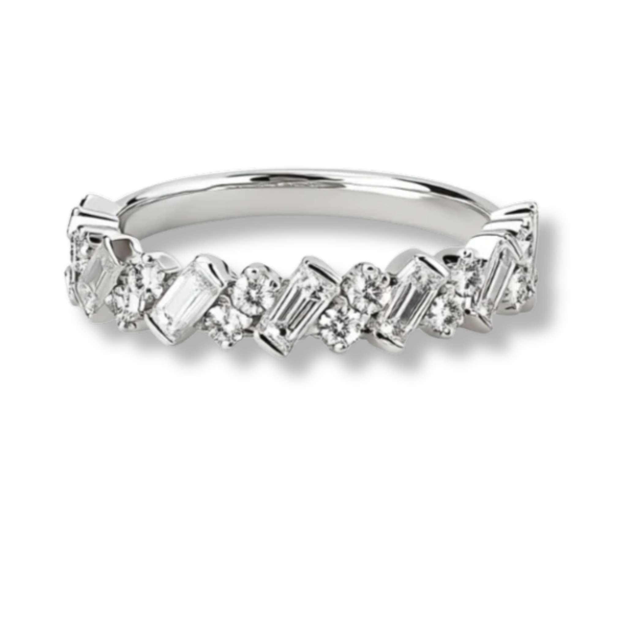 Moissanite Ring for Women – 1.1 Carat Baguette & Round Cut 925 Sterling Silver