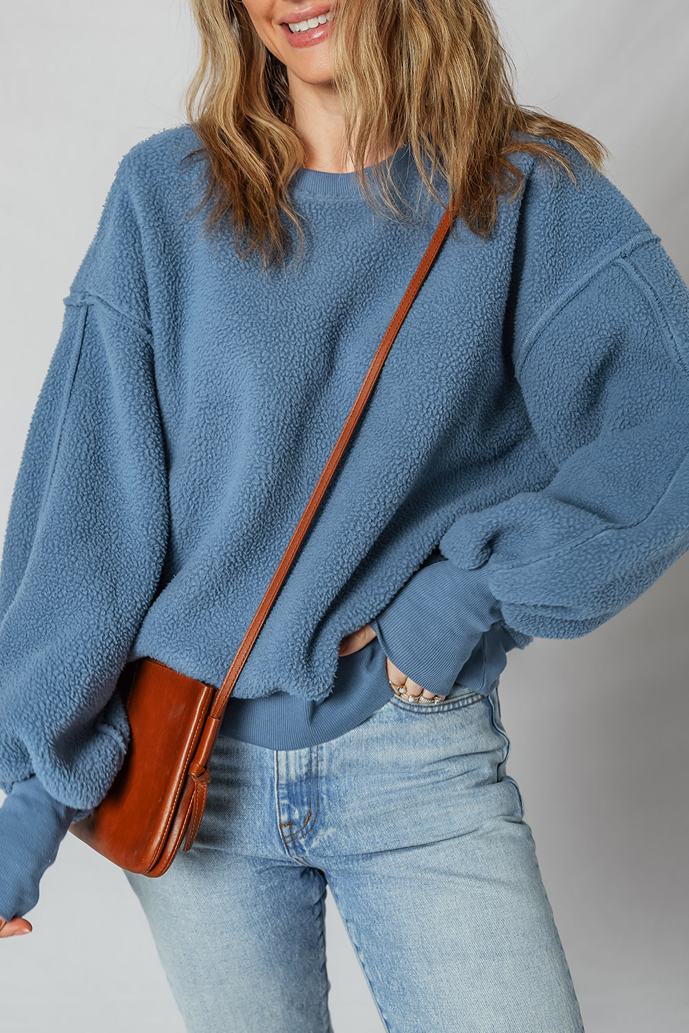 Kinsley Fleece Exposed Seam Casual Sweatshirt
