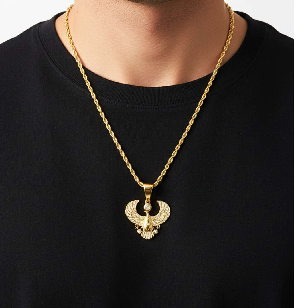 Horus God of Egypt Falcon Bird Moissanite 925 Sterling Silver Pendant