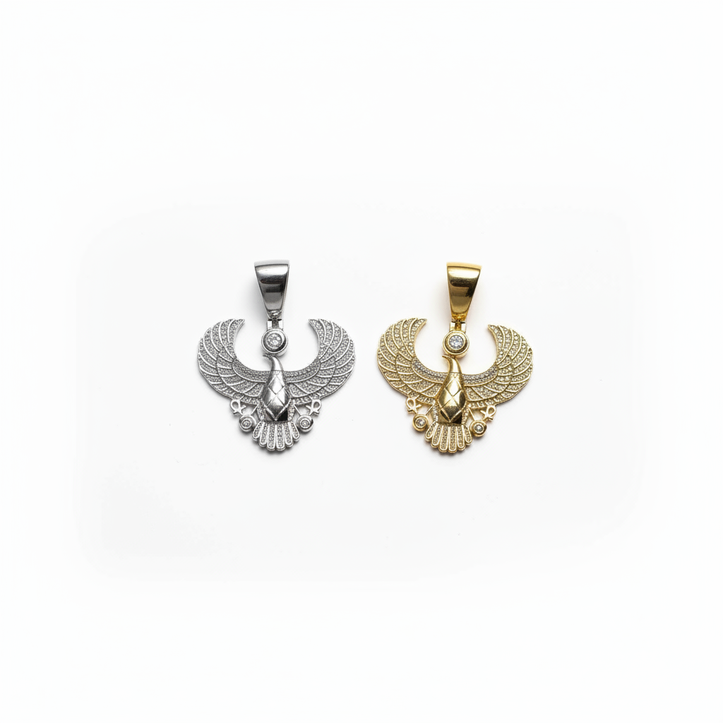 Horus God of Egypt Falcon Bird Moissanite 925 Sterling Silver Pendant