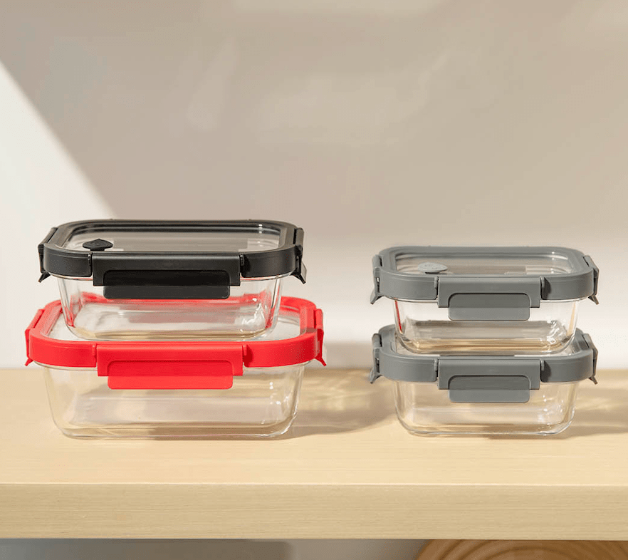 Glass Containers & Lids - Rectangular