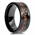 Dinosaur & Meteorite Hammered Tungsten Carbide Black Ring