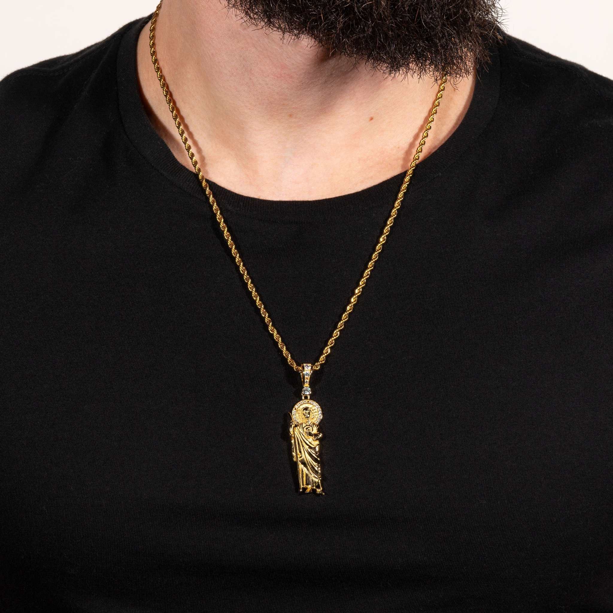 San Judas Tadeo Pendant - Solid 925 Sterling Silver/14K Gold