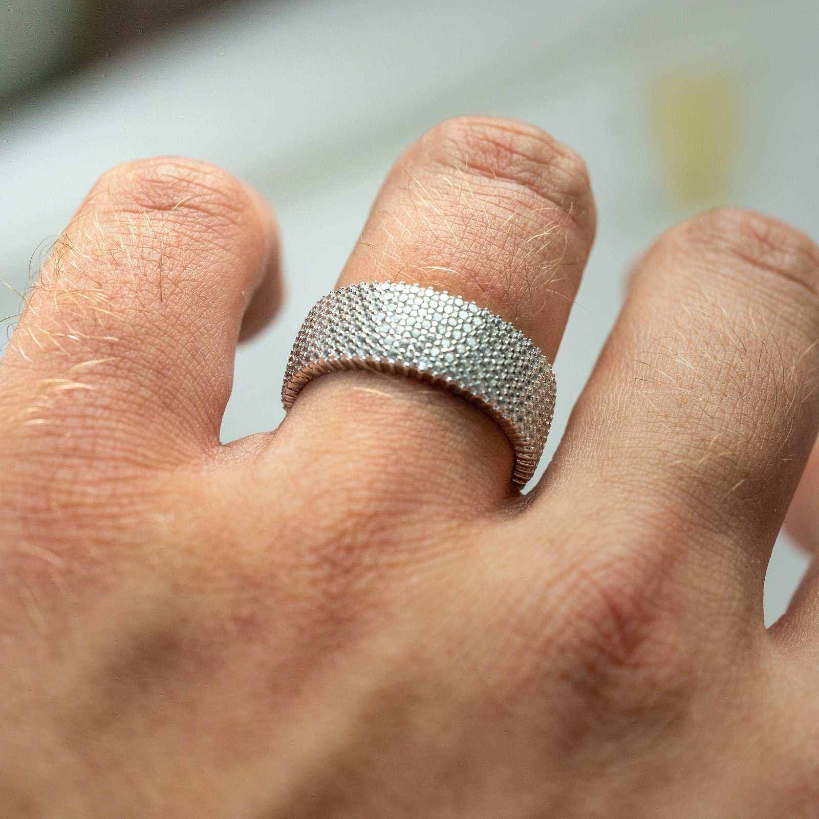 Eternity Band - 925 Sterling Silver Iced Hip Hop Men's Ring