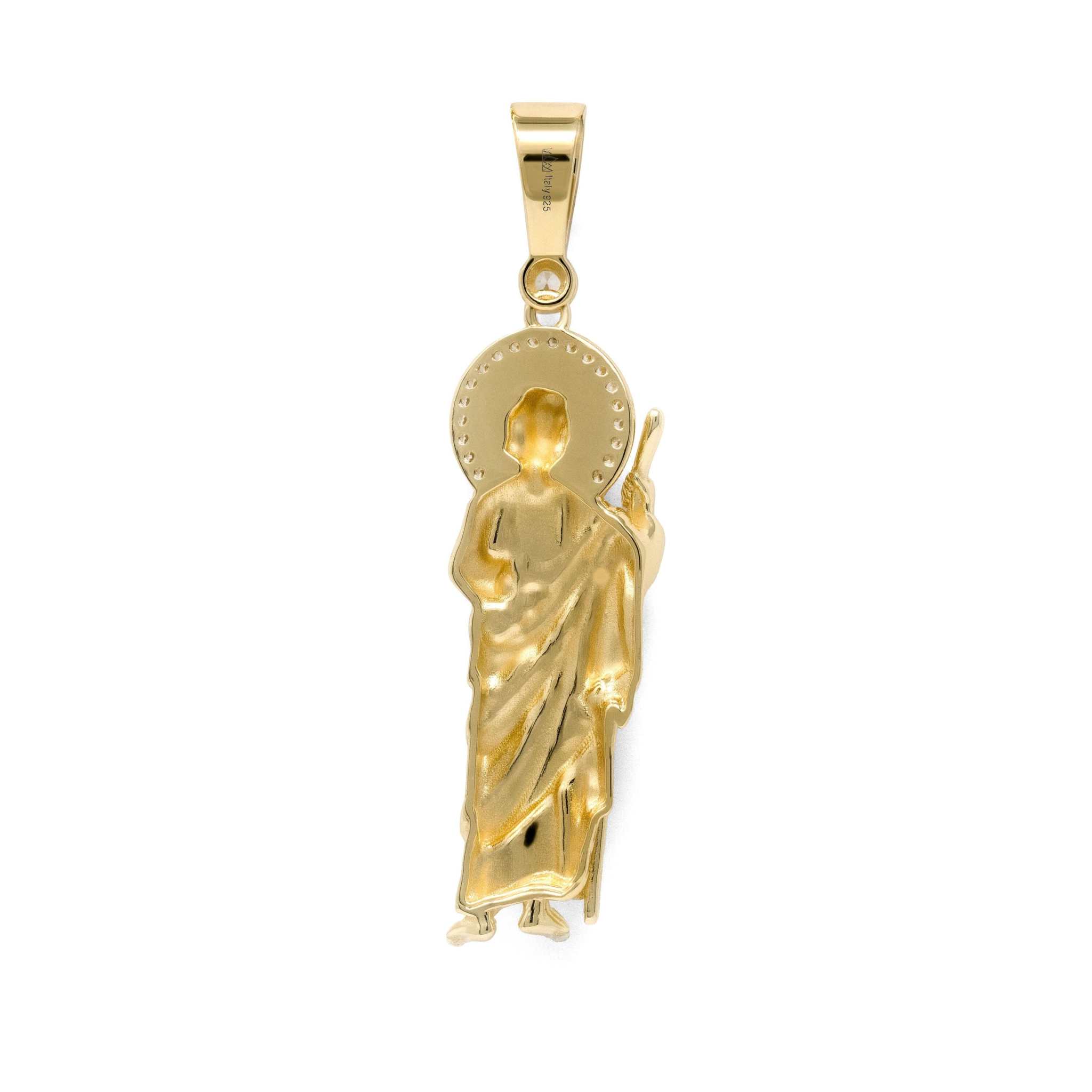 San Judas Tadeo Pendant - Solid 925 Sterling Silver/14K Gold