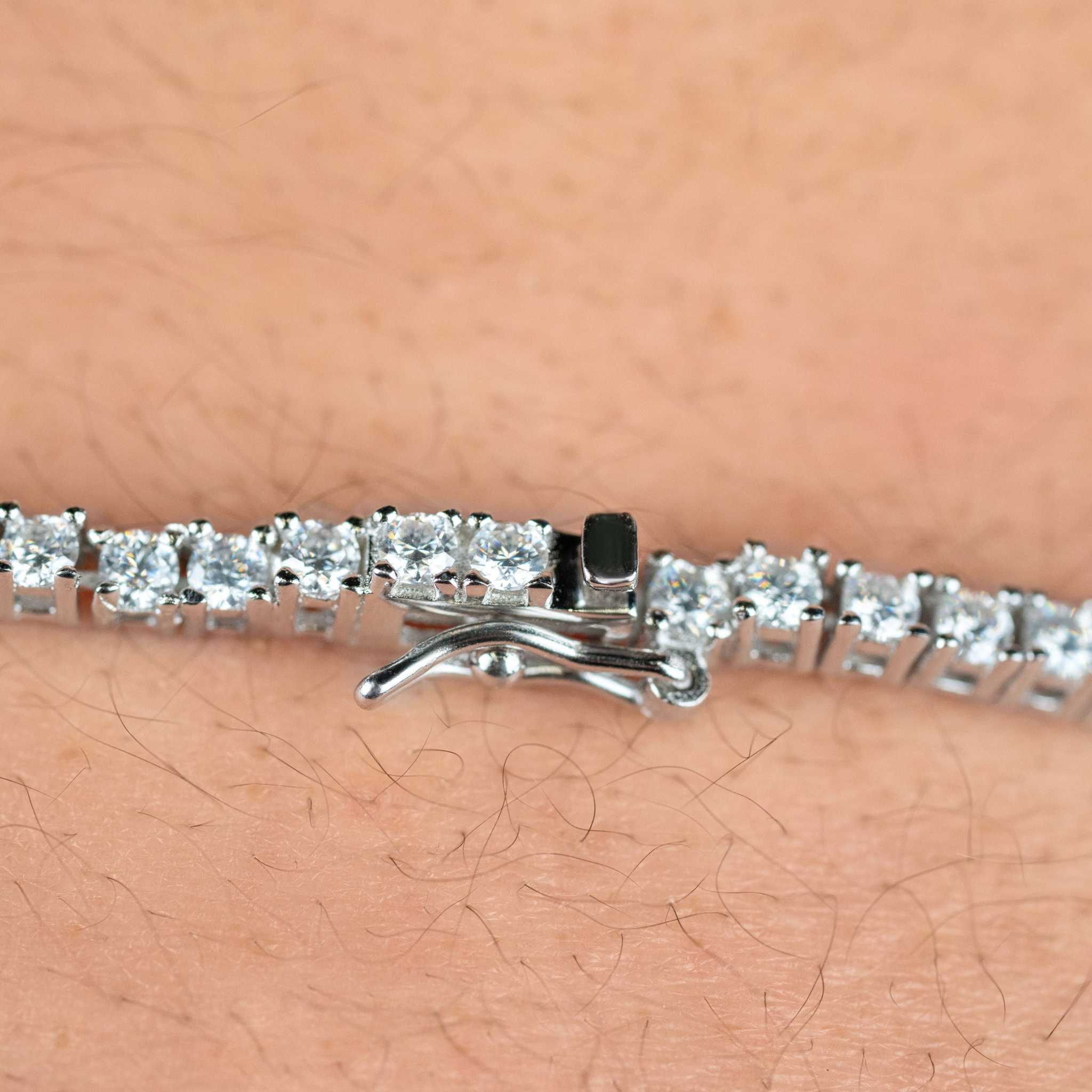 Unisex 2mm Real Moissanite Tennis Chain