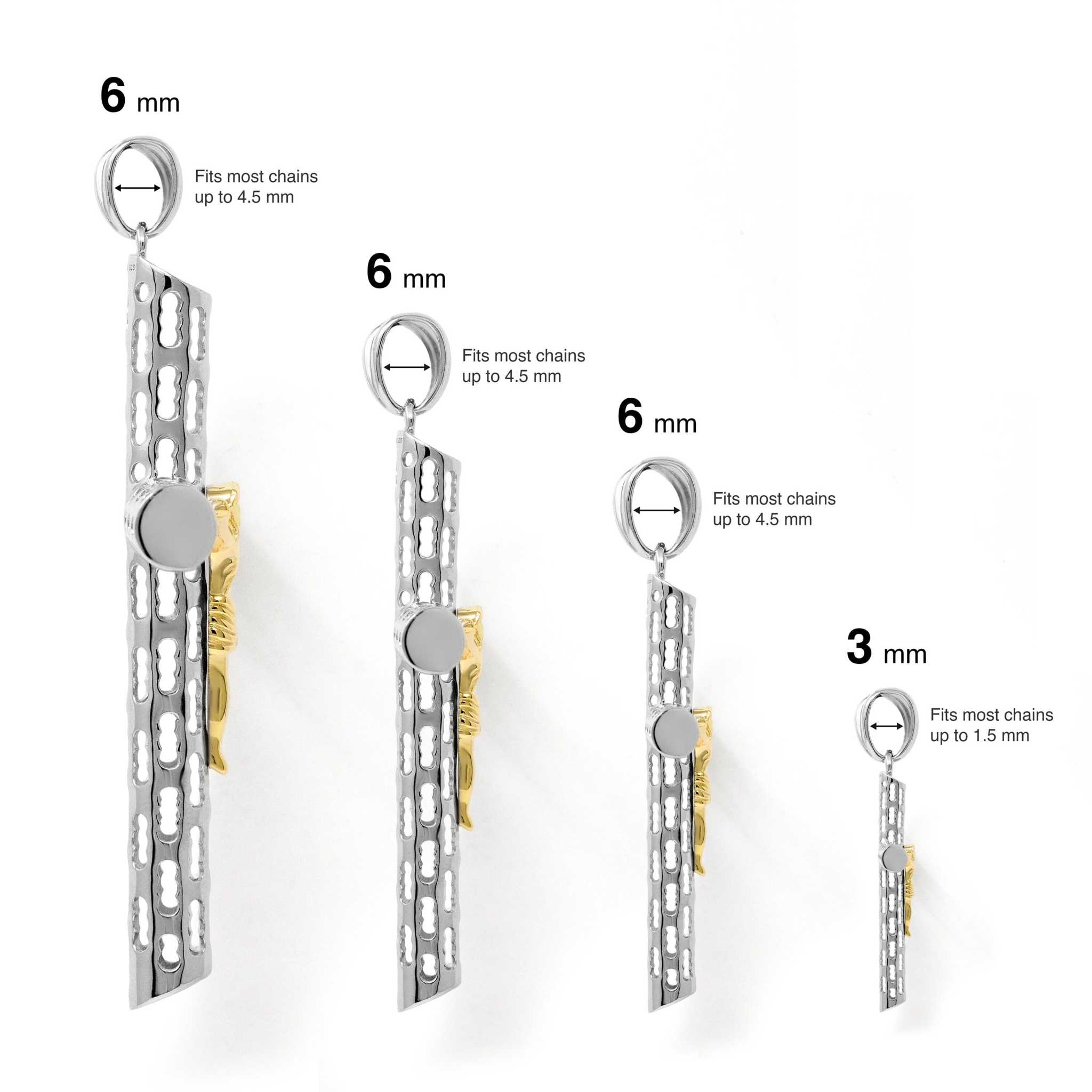 Jesus Crucufix Cross Pendant - Two Tone