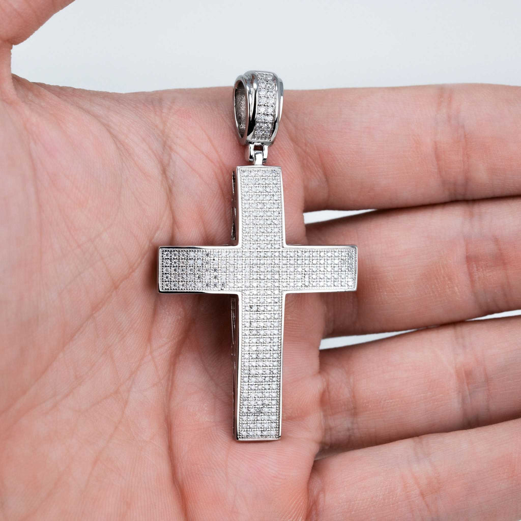 Moissanite Cross Pendant Real 925 Sterling Silver