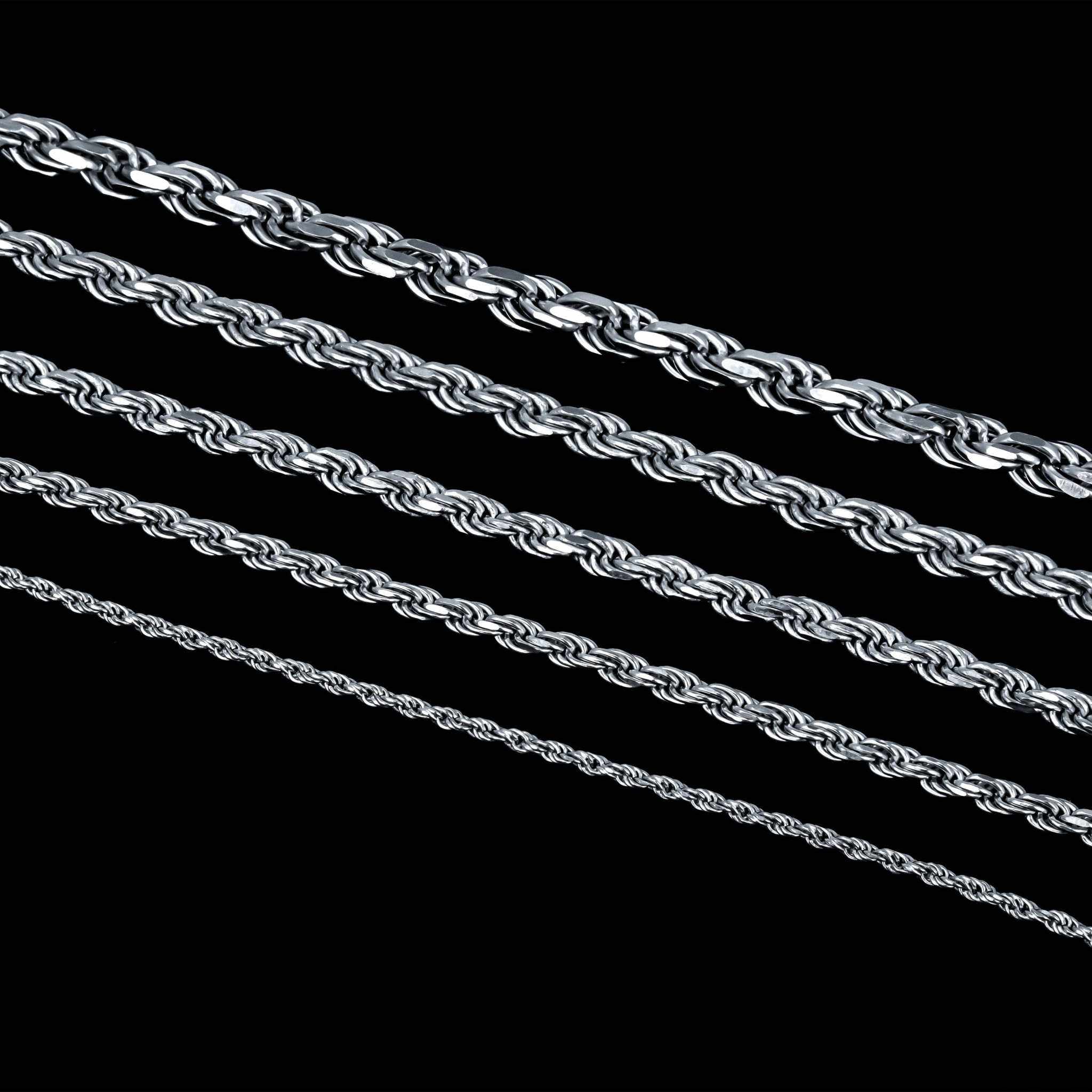 Solid Real 925 Sterling Silver Rope Chains 1.5-4mm 18-30 inches Italy
