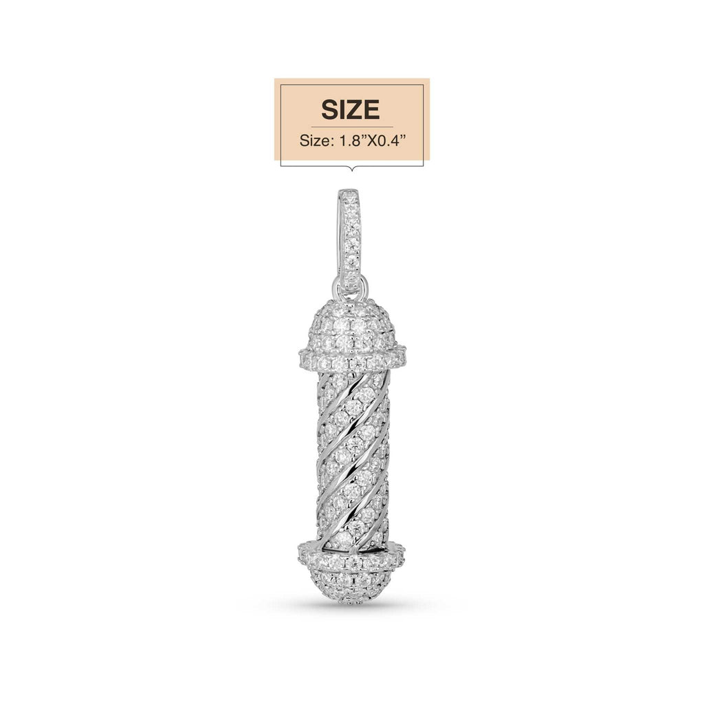 Barber Pole Iced Moissanite Pendant - 925 Sterling Silver Men's Hip Hop Jewelry