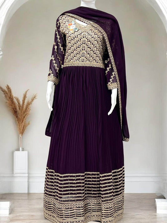 Heavy embroidery work long Kurti