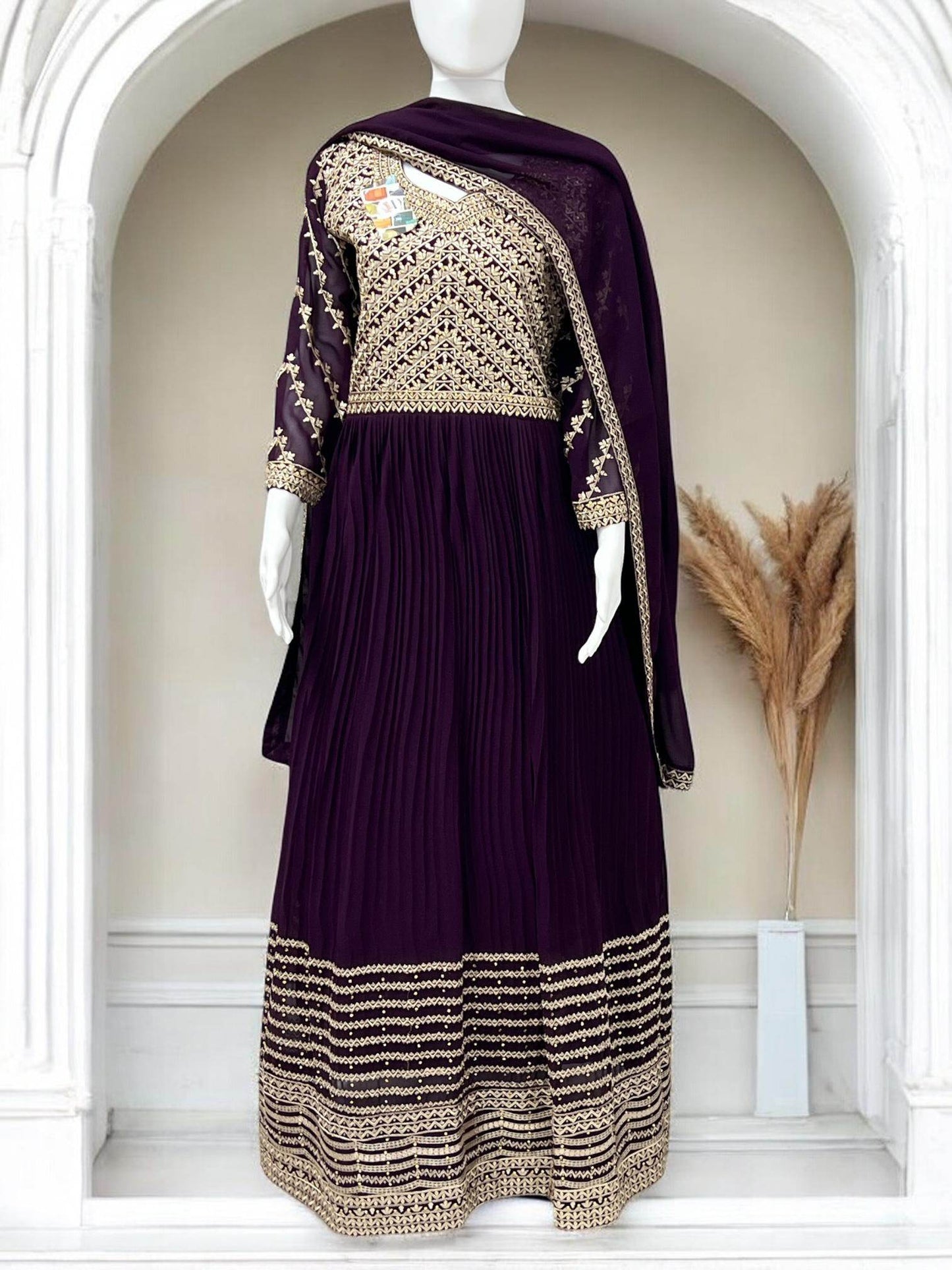 Heavy embroidery work long Kurti