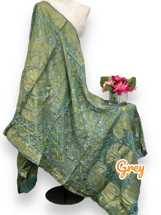 Grey bandhani silk dupatta