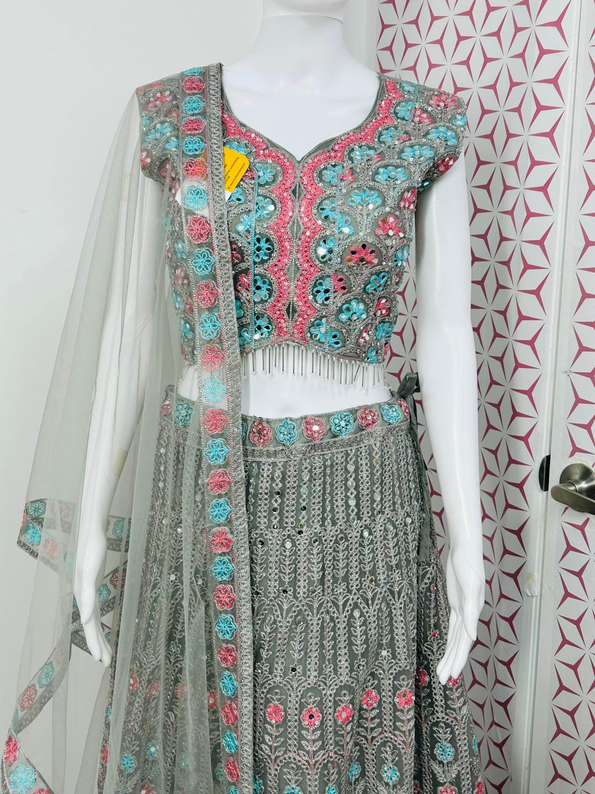 Grey chaniya choli set