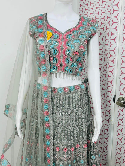Grey chaniya choli set